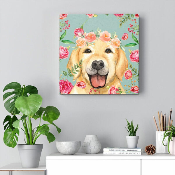 Dog Square Canvas – Vintage Golden Retriever – Canvas Print – Dog Painting Posters – Dog Wall Art Canvas – Furlidays