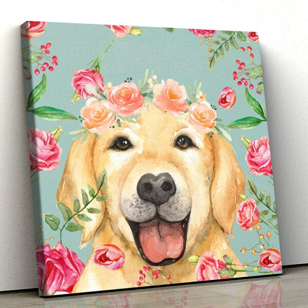 Dog Square Canvas – Vintage Golden Retriever – Canvas Print – Dog Painting Posters – Dog Wall Art Canvas – Furlidays