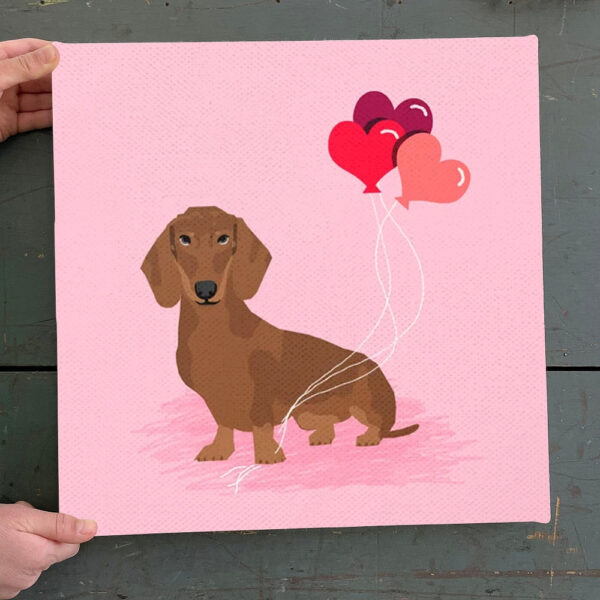 Dog Square Canvas – Dachshund Heart Balloons – Canvas Print – Dog Canvas Art – Canvas With Dogs On It – Furlidays