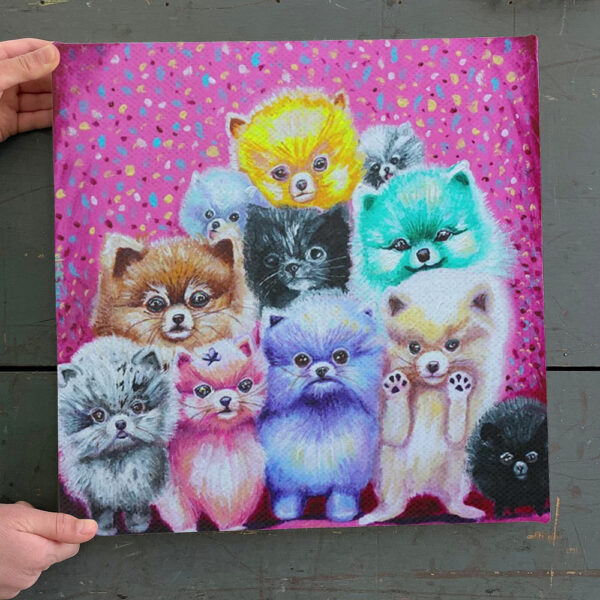 Dog Square Canvas – Pomeranian Pyramid – Canvas Print – Dog Poster Printing – Dog Canvas Print – Furlidays