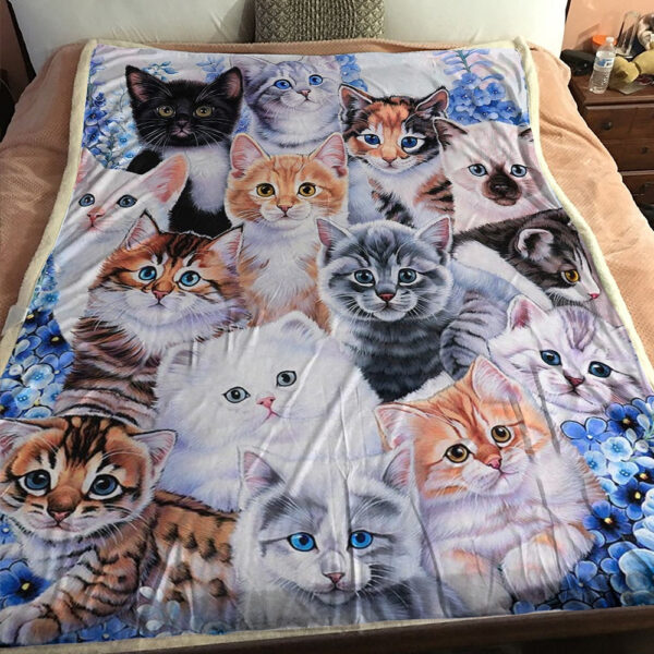 Cat Fleece Blanket – Cat Blankets For Sofa – Cat Throw Blanket – Blanket With Cats – Kitten Collage – Furlidays