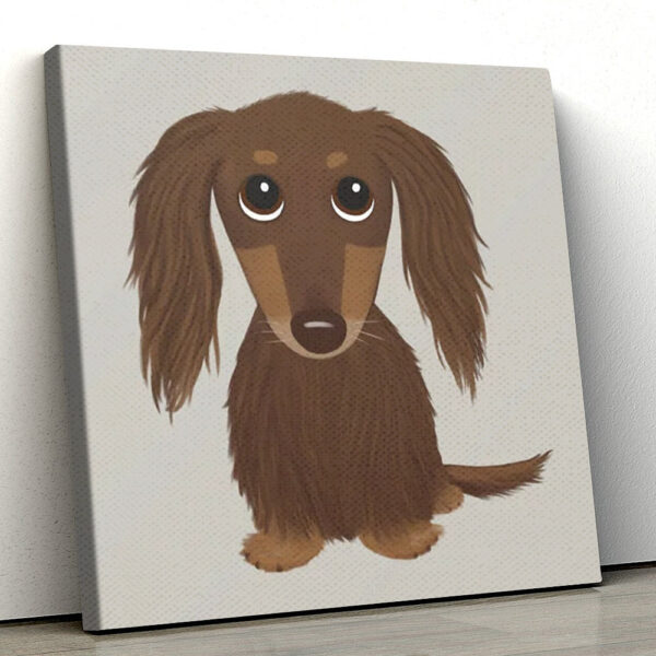 Dog Square Canvas – Cute Dog – Longhaired Chocolate Dachshund – Dog Canvas Print – Dog Wall Art Canvas – Furlidays