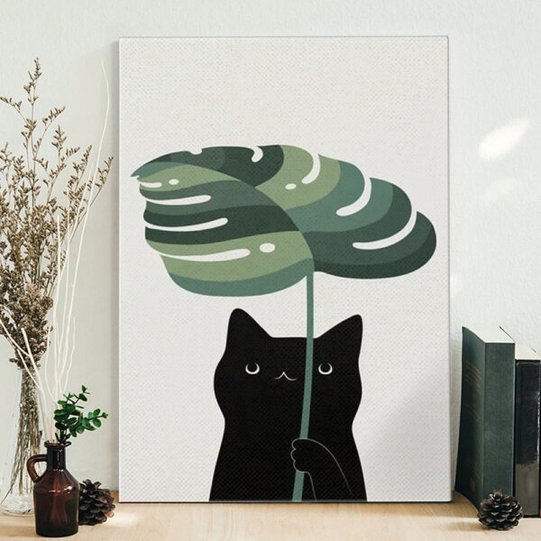 Cat Portrait Canvas – Cat Painting Posters – Cat And Plant – Cats Canvas Print – Cat Wall Art Canvas – Furlidays