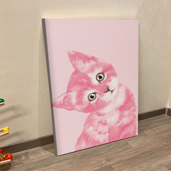 Cat Portrait Canvas – Baby Cat In Pink – Canvas Print – Cat Canvas – Cat Wall Art Canvas – Furlidays