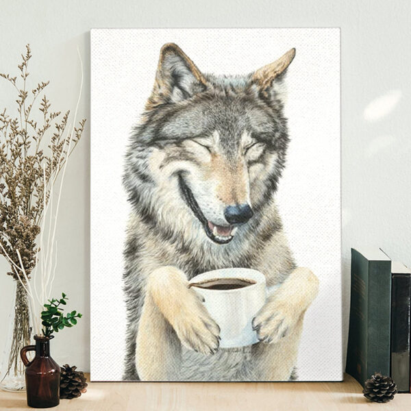 Dog Portrait Canvas – Coffee in the Moonlight Canvas Print – Dog Wall Art Canvas – Dog Canvas Art – Dog Poster Printing – Furlidays