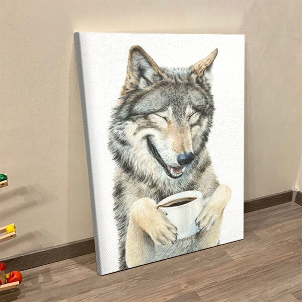 Dog Portrait Canvas – Coffee in the Moonlight Canvas Print – Dog Wall Art Canvas – Dog Canvas Art – Dog Poster Printing – Furlidays