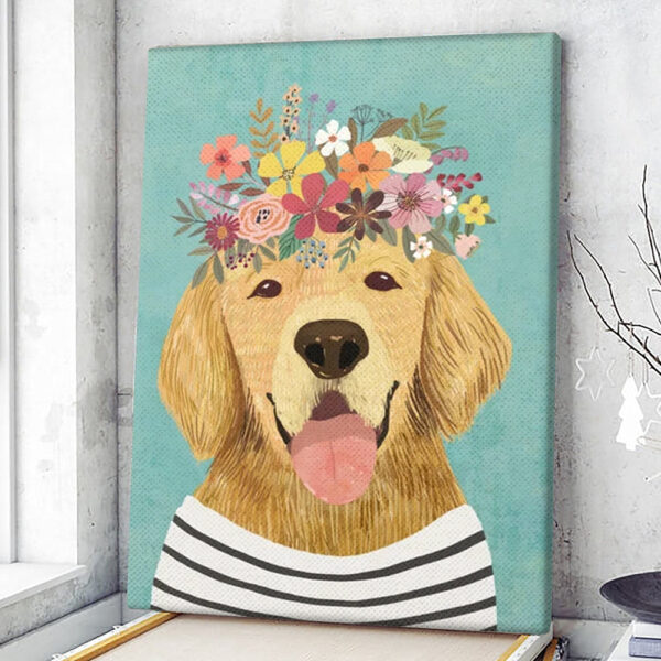 Dog Portrait Canvas – Golden Retriever – Poster Canvas Print – Dog Wall Art Canvas – Dog Canvas Art – Dog Poster Printing – Furlidays
