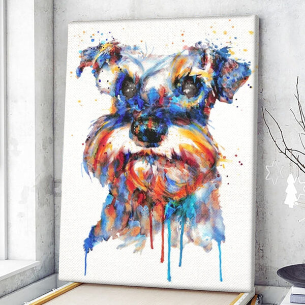 Dog Portrait Canvas – Schnauzer Head Watercolor – Portrait Canvas Print – Dog Wall Art Canvas – Dog Canvas Art – Dog Poster Printing – Furlidays