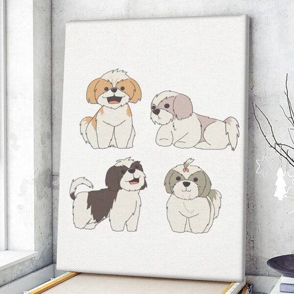 Dog Portrait Canvas – Cute Shih Tzu Dog Drawing Pattern – Canvas Print – Dog Canvas Art – Dog Painting Posters – Furlidays