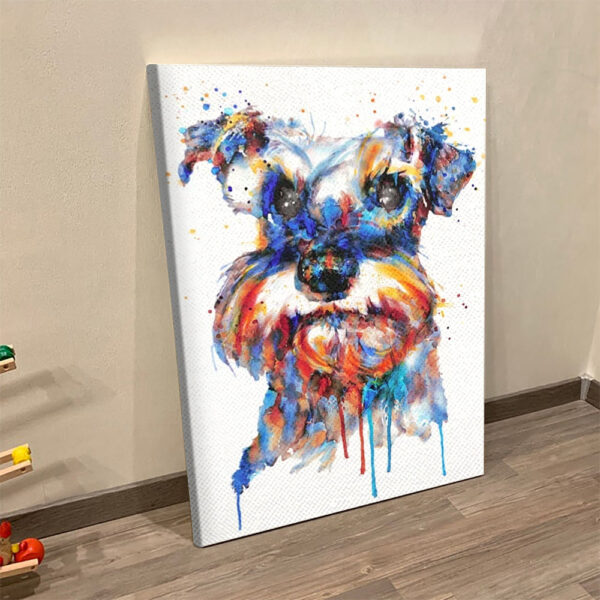 Dog Portrait Canvas – Schnauzer Head Watercolor – Portrait Canvas Print – Dog Wall Art Canvas – Dog Canvas Art – Dog Poster Printing – Furlidays