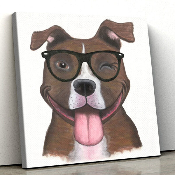 Dog Square Canvas – Hipster Pit Bull – Dog Canvas Print – Dog Canvas Art – Canvas With Dogs On It – Furlidays