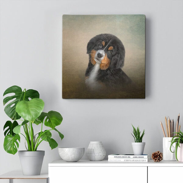 Dog Square Canvas – Drawing Puppy Bernese Mountain – Dog Canvas Print – Dog Wall Art Canvas – Furlidays