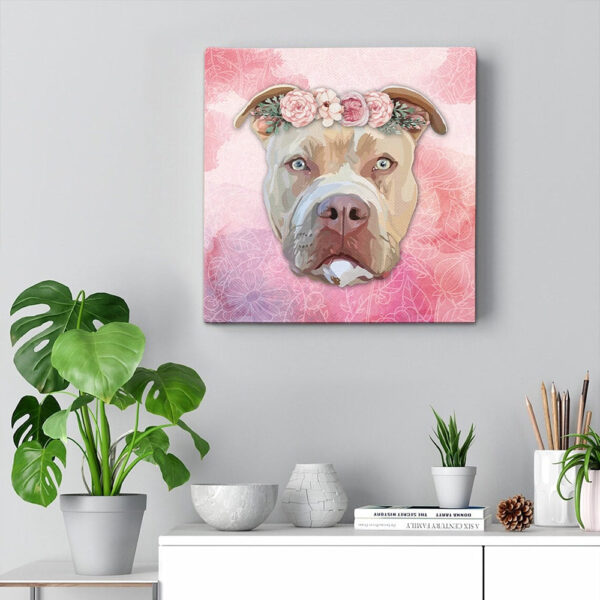 Dog Square Canvas – Dog Wall Art Canvas – Pretty Pitbull – Canvas Print – Dog Canvas Print – Furlidays