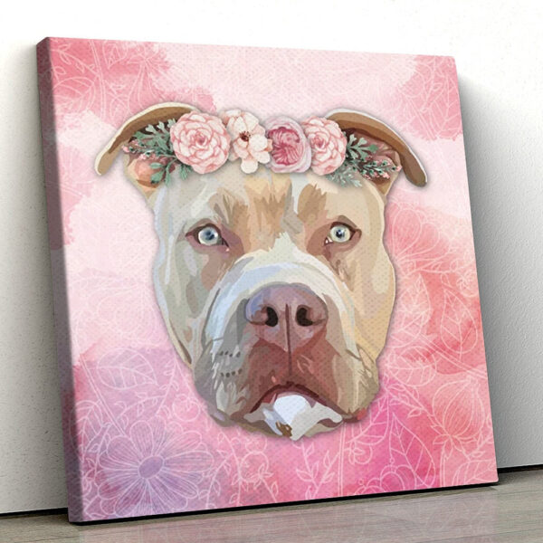 Dog Square Canvas – Dog Wall Art Canvas – Pretty Pitbull – Canvas Print – Dog Canvas Print – Furlidays