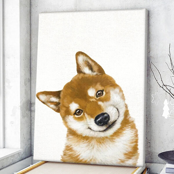 Dog Portrait Canvas – Smile Shiba Inu Canvas Print – Dog Canvas Print – Dog Wall Art Canvas – Dog Canvas Art – Dog Poster Printing – Furlidays