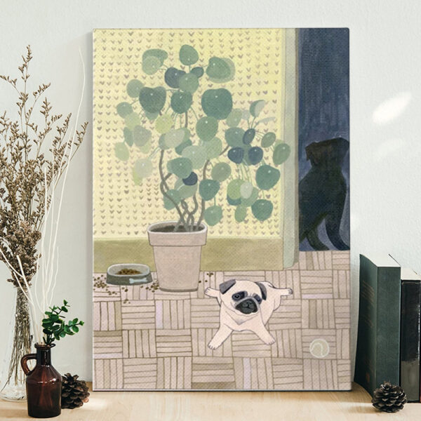 Dog Portrait Canvas – Pug Puppy Playing – Canvas Print – Dog Canvas Art – Dog Wall Art Canvas – Furlidays