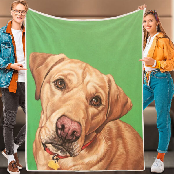 Dog In Blanket – Sweet Yellow Labrador Retriever – Dog Throw Blanket – Blanket With Dogs Face – Blanket With Dogs On It – Furlidays