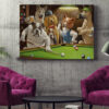 Dog Landscape Canvas – Dogs Playing Pool – Canvas Print – Dog Wall Art Canvas – Dog Poster Printing – Furlidays