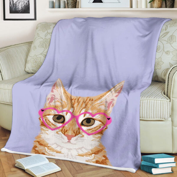 Cat Fleece Blanket – Orange Tabby Cute Hipster Glasses Kitten – Cat In Blanket – Furlidays