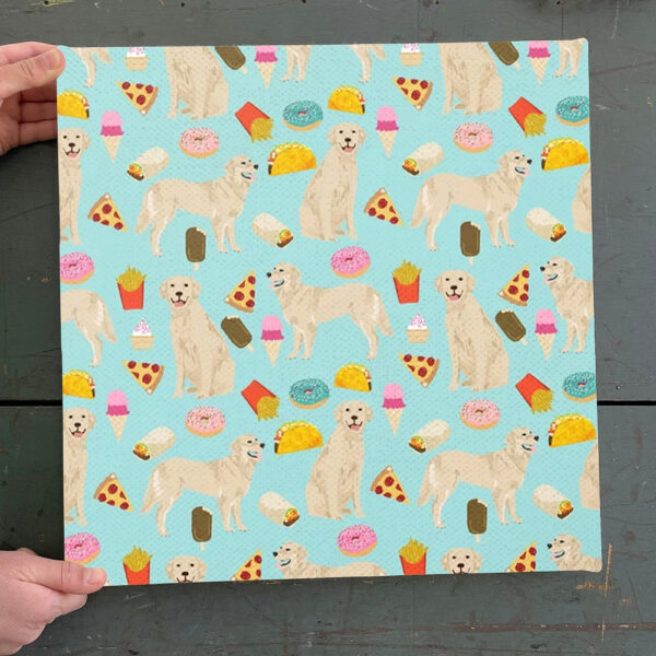 Dog Square Canvas – Golden Retriever Donuts – Canvas Print – Dog Canvas Print – Dog Wall Art Canvas – Furlidays
