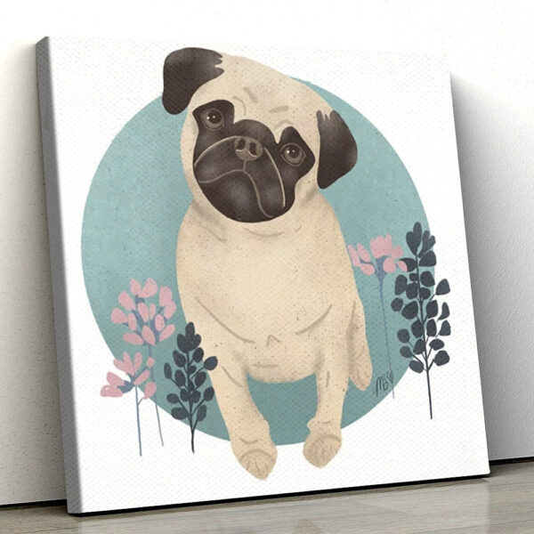 Dog Square Canvas – Dog Wall Art Canvas – Pug With Wildflowers – Canvas Print – Dog Canvas Print – Dog Canvas Art – Furlidays