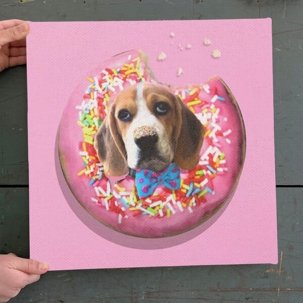 Dog Square Canvas – Dog Wall Art Canvas – Doggy Donut – Canvas Print – Dog Canvas Print – Dog Canvas Art – Furlidays