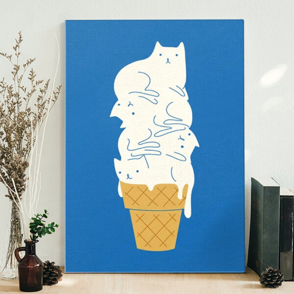 Cat Portrait Canvas – Cats Ice Cream – Canvas Print – Cats Canvas Print – Cat Wall Art Canvas – Furlidays