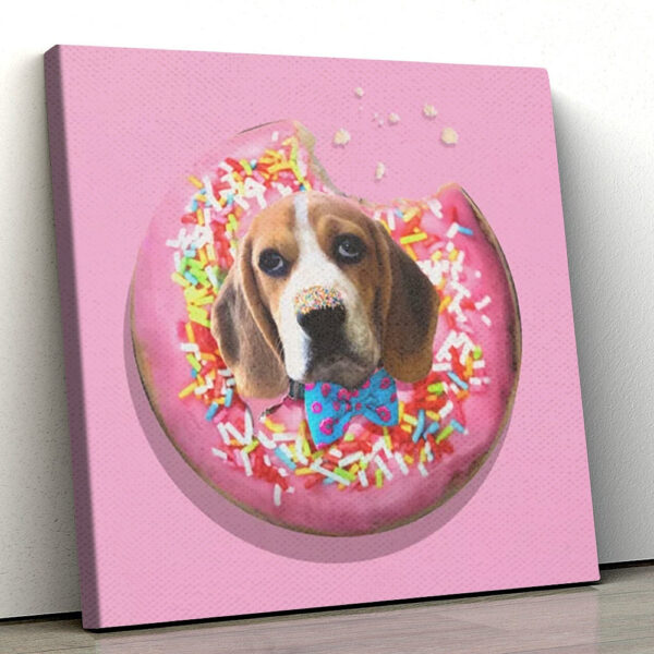 Dog Square Canvas – Dog Wall Art Canvas – Doggy Donut – Canvas Print – Dog Canvas Print – Dog Canvas Art – Furlidays