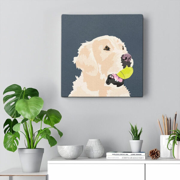 Dog Square Canvas – Golden Retriever With Tennis Ball – Canvas Print – Dog Painting Posters – Dog Canvas Art – Furlidays