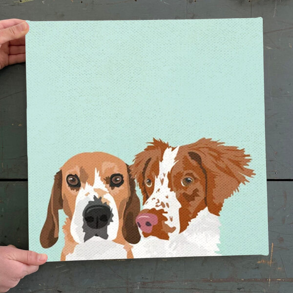 Dog Square Canvas – Beagle And Brittany – Canvas Print – Dog Canvas Print – Dog Canvas Art – Dog Painting Posters – Furlidays