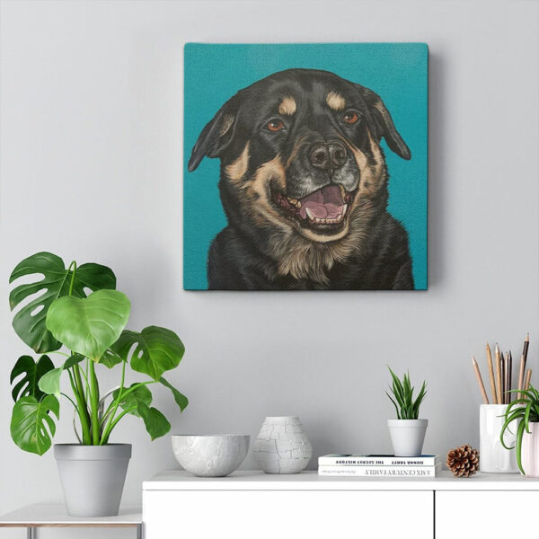 Dog Square Canvas – Smiling Rottweiler Painting – Canvas Print – Dog Wall Art Canvas – Dog Canvas Print – Furlidays