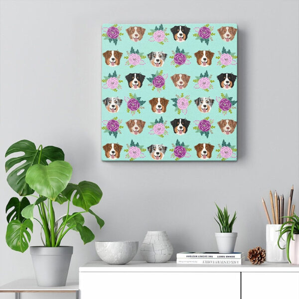 Dog Square Canvas – Dog Wall Art Canvas – Australian Shepherd Dog – Canvas Print – Dog Canvas Art – Furlidays
