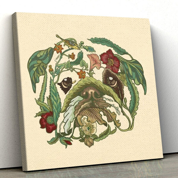 Dog Square Canvas – English Bulldog – Canvas Print – Dog Painting Posters – Dog Wall Art Canvas – Furlidays