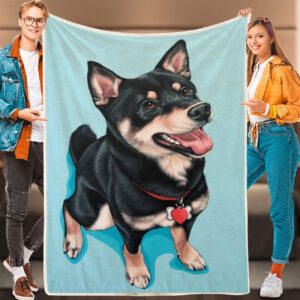 Dog Painting Blanket – Happy Shiba…
