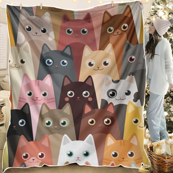 Cat Blanket – Cat Throw Blanket – Cat Fleece Blanket – Blanket With Cats – Cartoon Cat Print Fleece Blanket – Furlidays