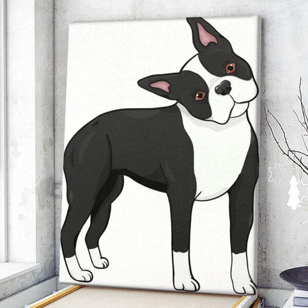 Dog Portrait Canvas – Dapper Boston Terrier – Dog Painting Posters – Canvas Print – Dog Wall Art Canvas – Furlidays