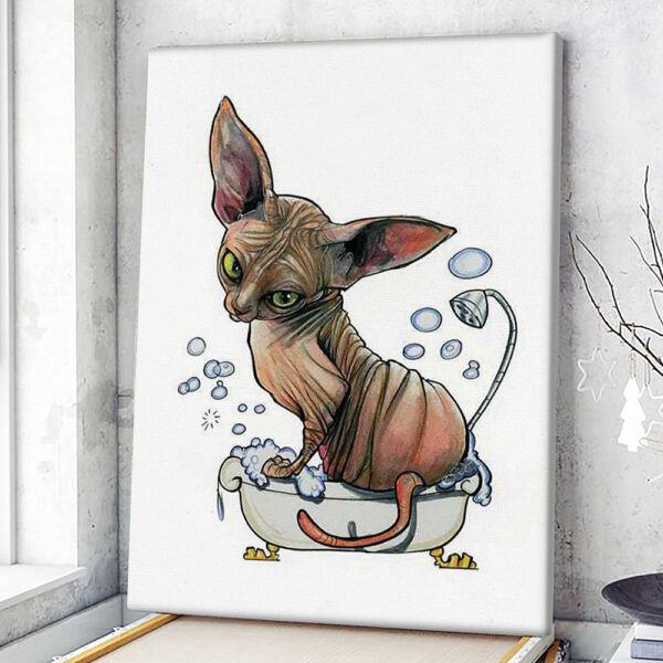Cat Portrait Canvas – Sphynx Bubble Bath – Canvas Print – Cat Wall Art Canvas – Canvas With Cats On It – Cats Canvas Print – Furlidays