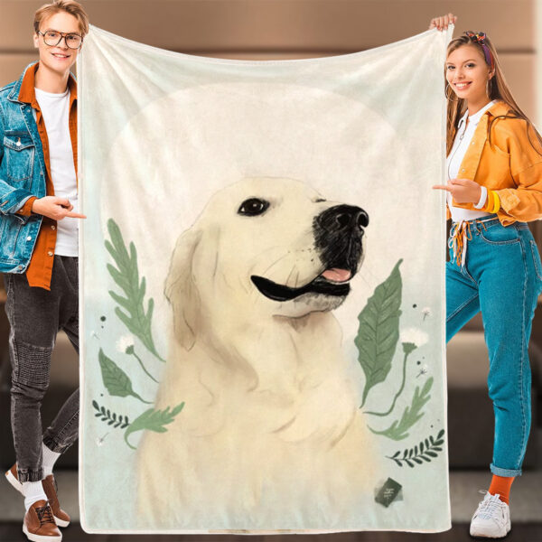Dog Face Blanket – Dog Throw Blanket – The Golden Retriever – Dog Painting Blanket – Furlidays