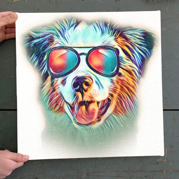 Dog Square Canvas – Miniature American Shepherd Neon – Dog Canvas Print – Dog Wall Art Canvas – Dog Painting Posters – Furlidays
