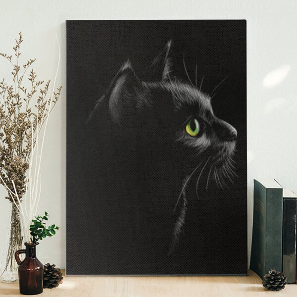 Cat Portrait Canvas – Black Cat Wall Art Canvas – Cats Canvas Print – Cat Canvas – Furlidays
