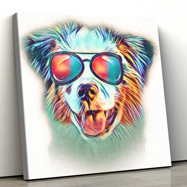 Dog Square Canvas – Miniature American Shepherd Neon – Dog Canvas Print – Dog Wall Art Canvas – Dog Painting Posters – Furlidays