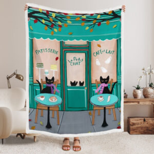 Cat Fleece Blanket – Paris Cafe…