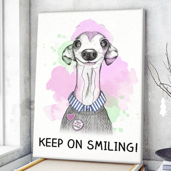 Dog Portrait Canvas – Italian Greyhound Smiles – Dog Canvas Print – Canvas Print – Dog Canvas Art – Furlidays