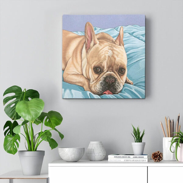 Dog Square Canvas – Sweet And Funny French Bulldog Painting -Frenchie Dog Portrait – Canvas Print – Dog Wall Art Canvas – Furlidays