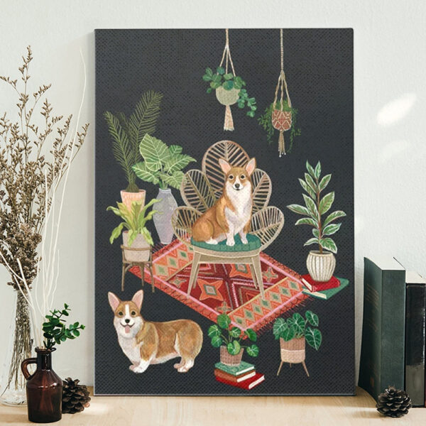 Dog Portrait Canvas – Corgis Living Room Canvas Print – Dog Canvas Print – Dog Wall Art Canvas – Dog Canvas Art – Dog Poster Printing – Furlidays