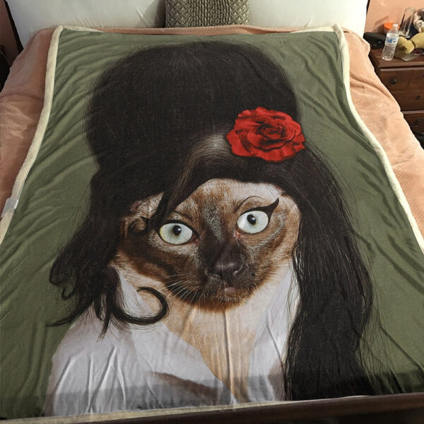 Cats Blanket – Blanket With Cat On It – Cats Throw Blanket – Cats Blankets For Sofa – Cat Face Blanket – Cat And Rose  – Furlidays
