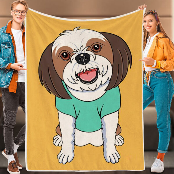 Dog Fleece Blanket – Shih Tzu Brown – Dog Blankets For Sofa – Dog Blankets – Dog Face Blanket – Dog Throw Blanket – Furlidays