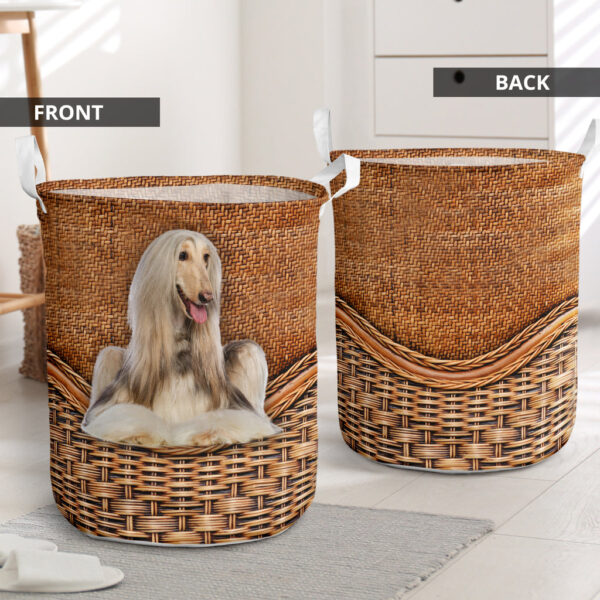 Afghan Hound Terrier Rattan Texture Laundry Basket – Dog Laundry Basket – Mother Gift – Gift For Dog Lovers