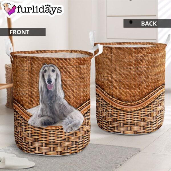 Afghan Hound Terrier Rattan Texture Laundry Basket – Mother Gift – Gift For Dog Lovers