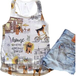 Airedale Terrier Dog Home Urban Sunflower Tank Top Summer Casual Tank Tops For Women Gift For Young Adults 1 naivgi